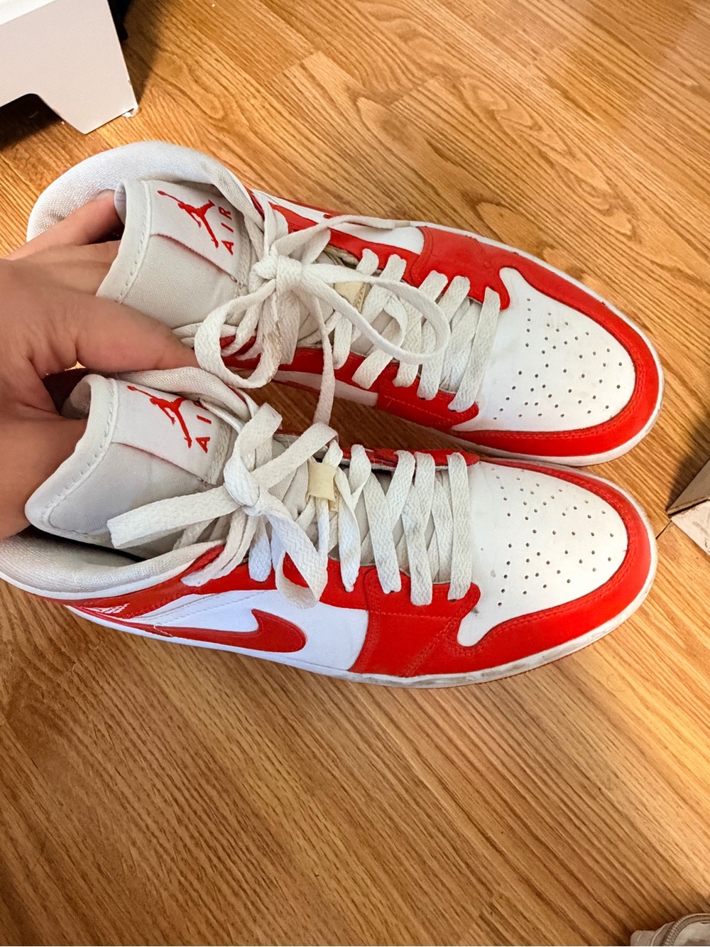 Jordan Low Top Sneakers in White and Red